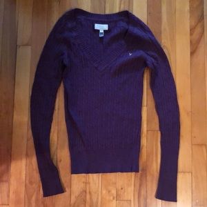 American Eagle Purple Cable Knit Sweater